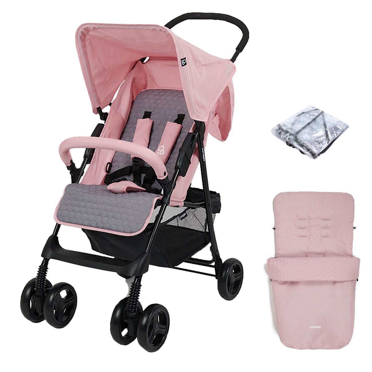 Puggle Holiday Luxe Pushchair with Footmuff – Pink | The Nursery Store