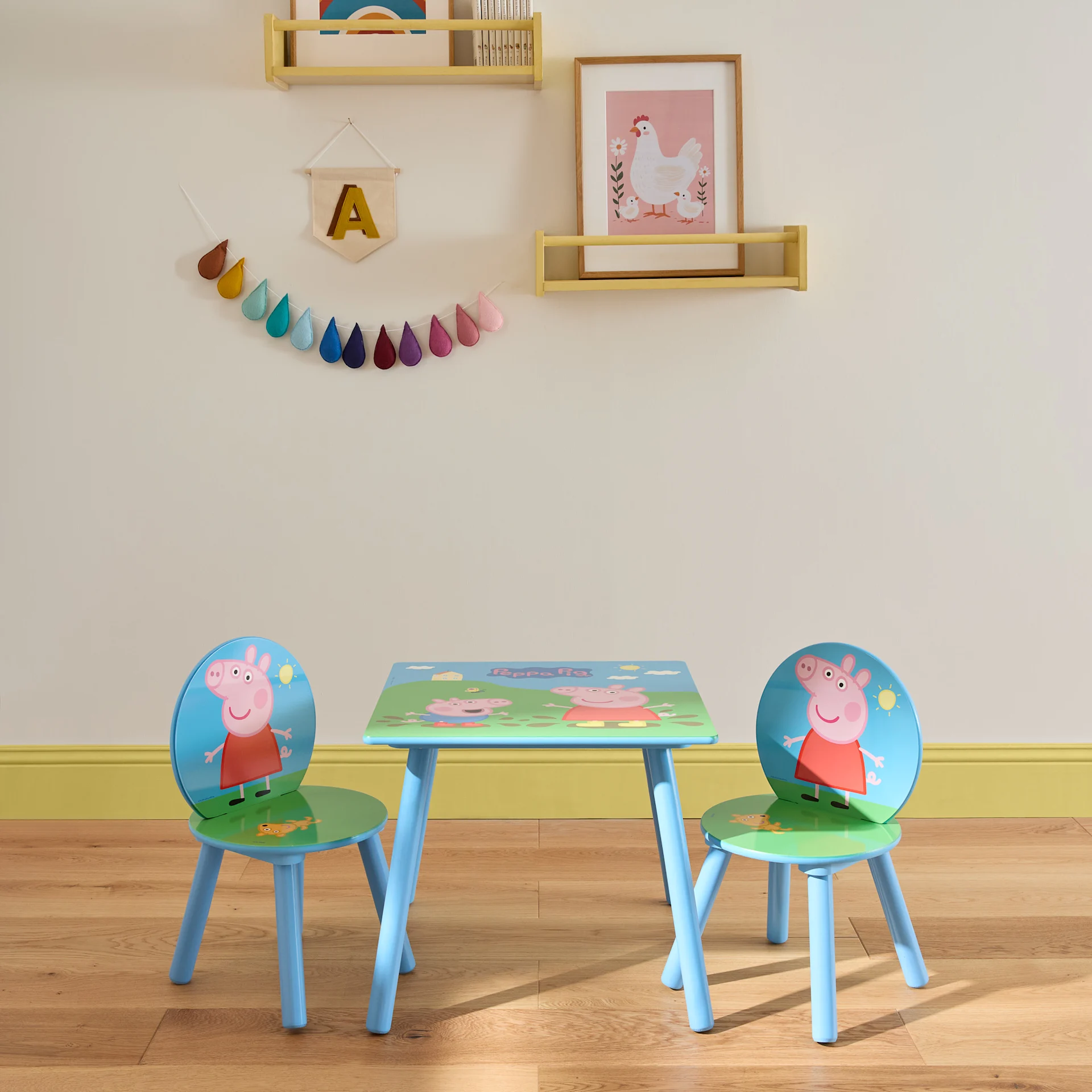 Peppa Pig Wooden Table Chairs Set Yellow The Nursery Store