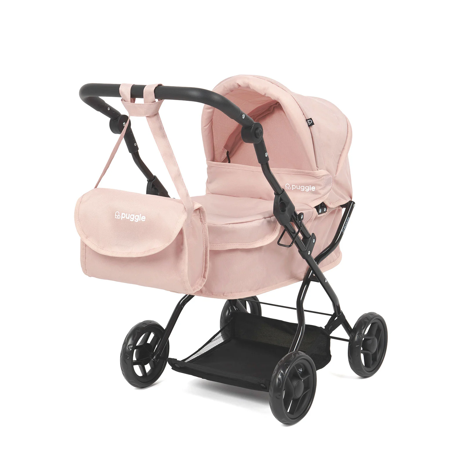 Puggle Mini Monaco Dolls Pram Stroller with Bag Blush Pink 3 6 Years The Nursery Store