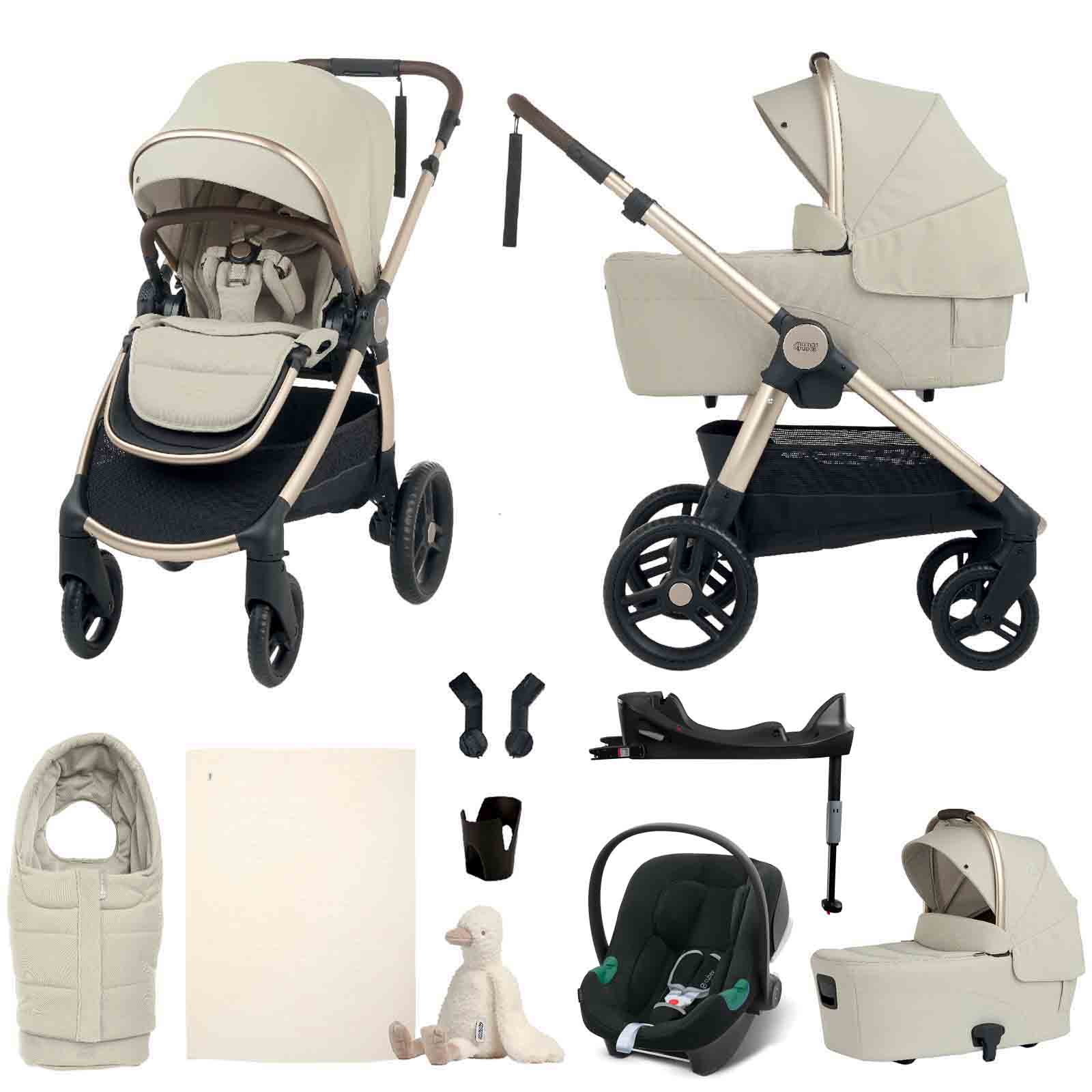 Mama & Ocarro 2 Travel System Aton B2 Car Seat & Base 10 Piece Essential Bundle Shell
