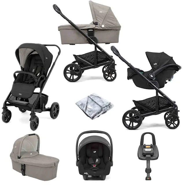 Joie Chrome Travel System with  i-Snug 2 Car Seat & i-Base Advance - Shale