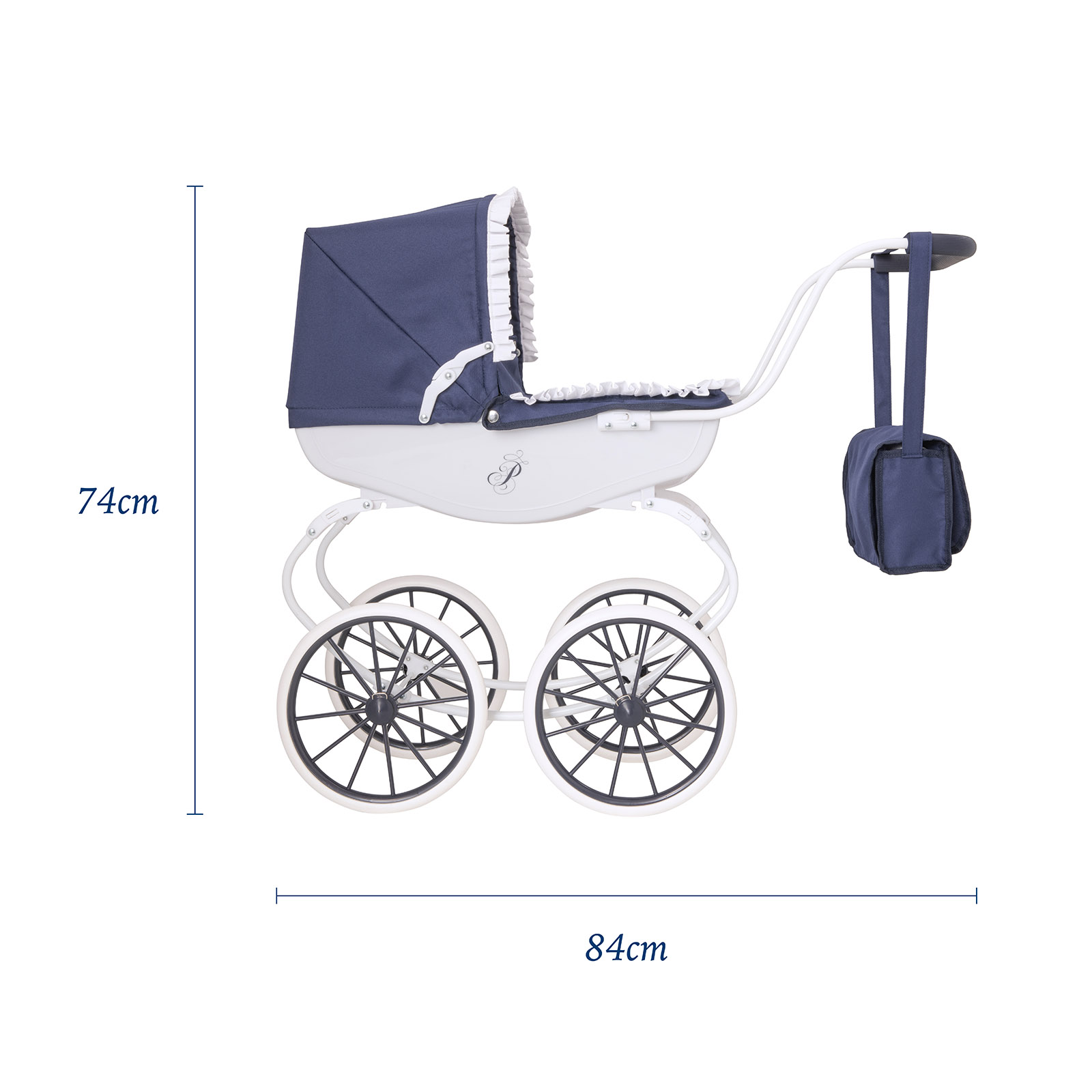 Puggle Vintage Dolls Carriage Pram with Changing Bag Classic Navy 3 7 Years The Nursery Store