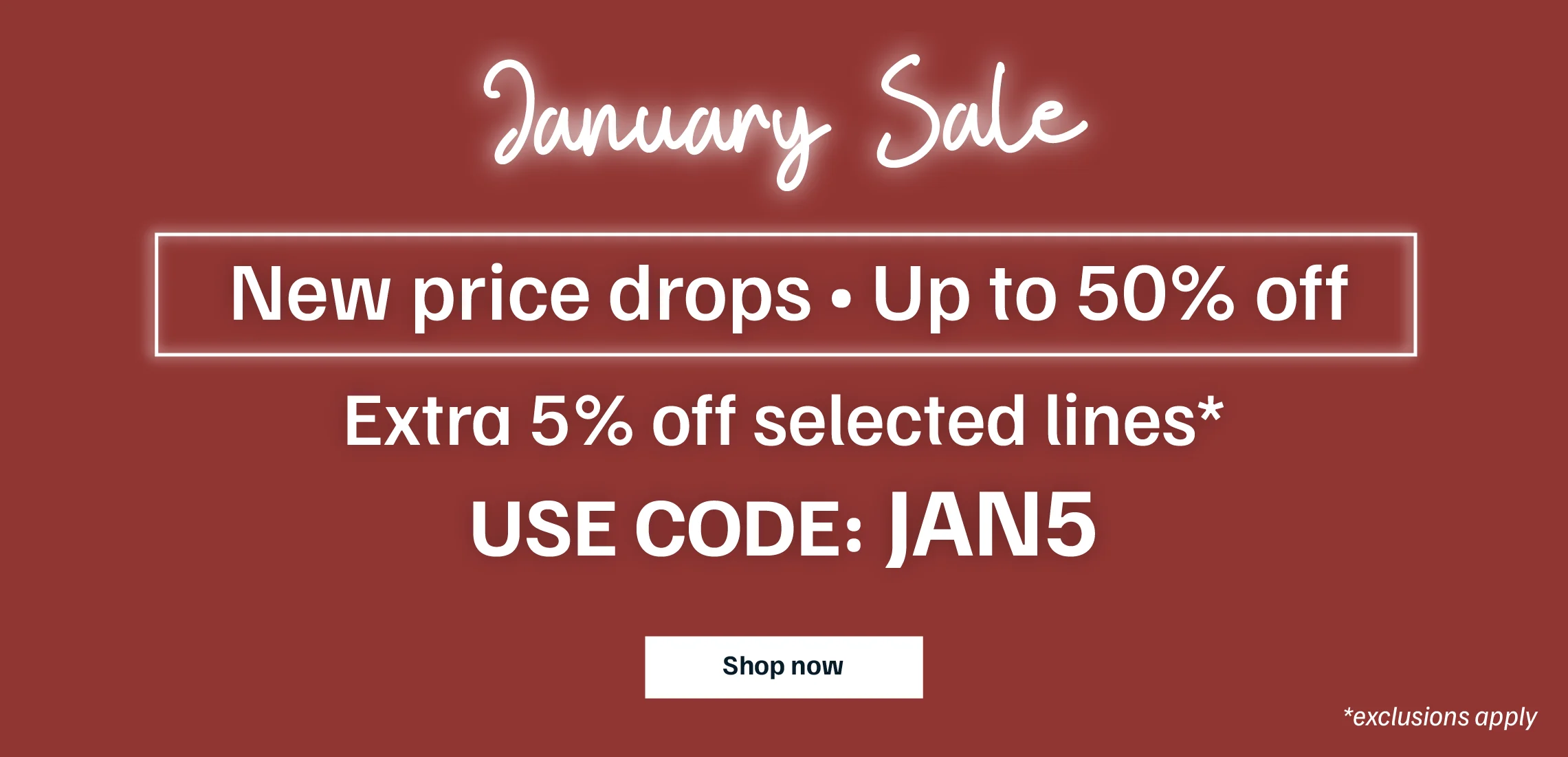January Sale - Up to 50% Off