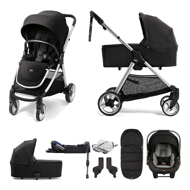 Mamas & Papas Flip XT2 Travel System with Nuna Pipa Lite LX Car Seat, ISOFIX Base, Carrycot & Footmuff - Black