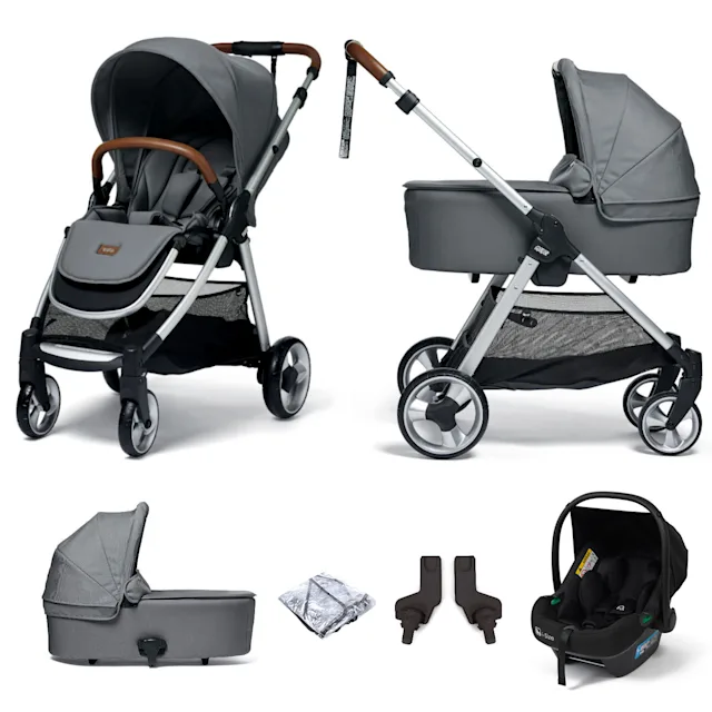 Mamas Papas Flip XT2 7 Piece Essentials Safe Fit i Size Infant Car Seat Travel System Fossil Grey The Nursery Store