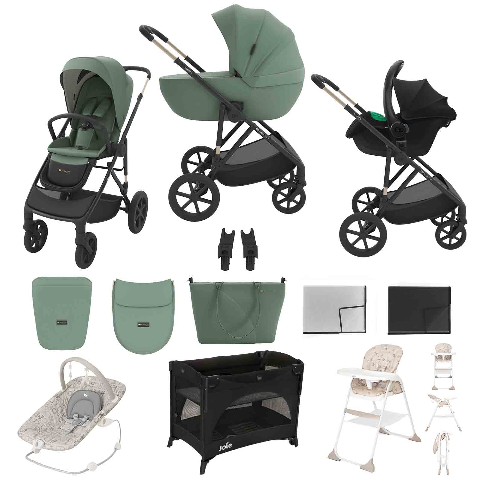 Prime 3 3 1 Travel System 11 Piece Bundle Dark Green