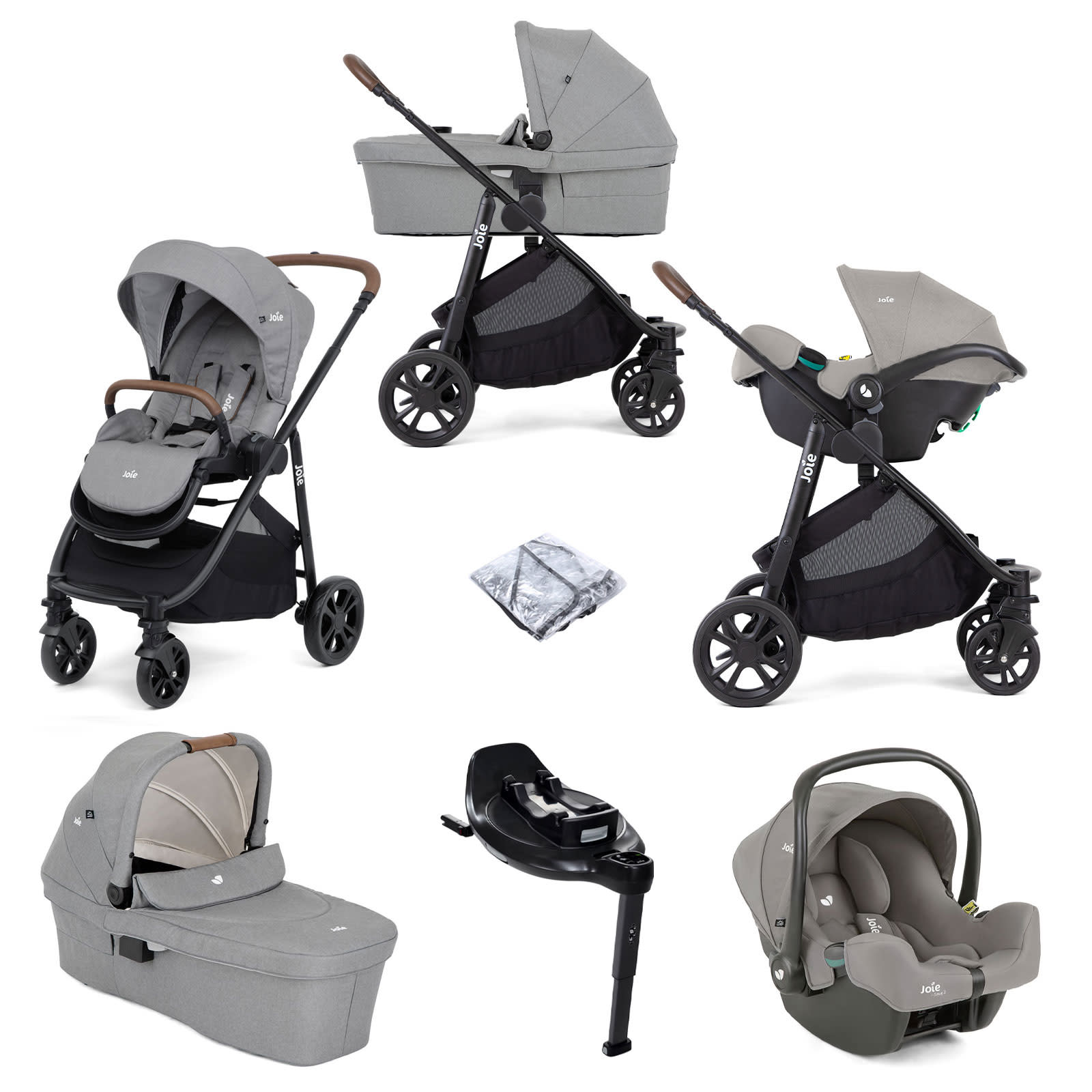 Joie Versatrax E Trio i Snug Travel System with Ramble Carrycot i Base Encore Pebble The Nursery Store