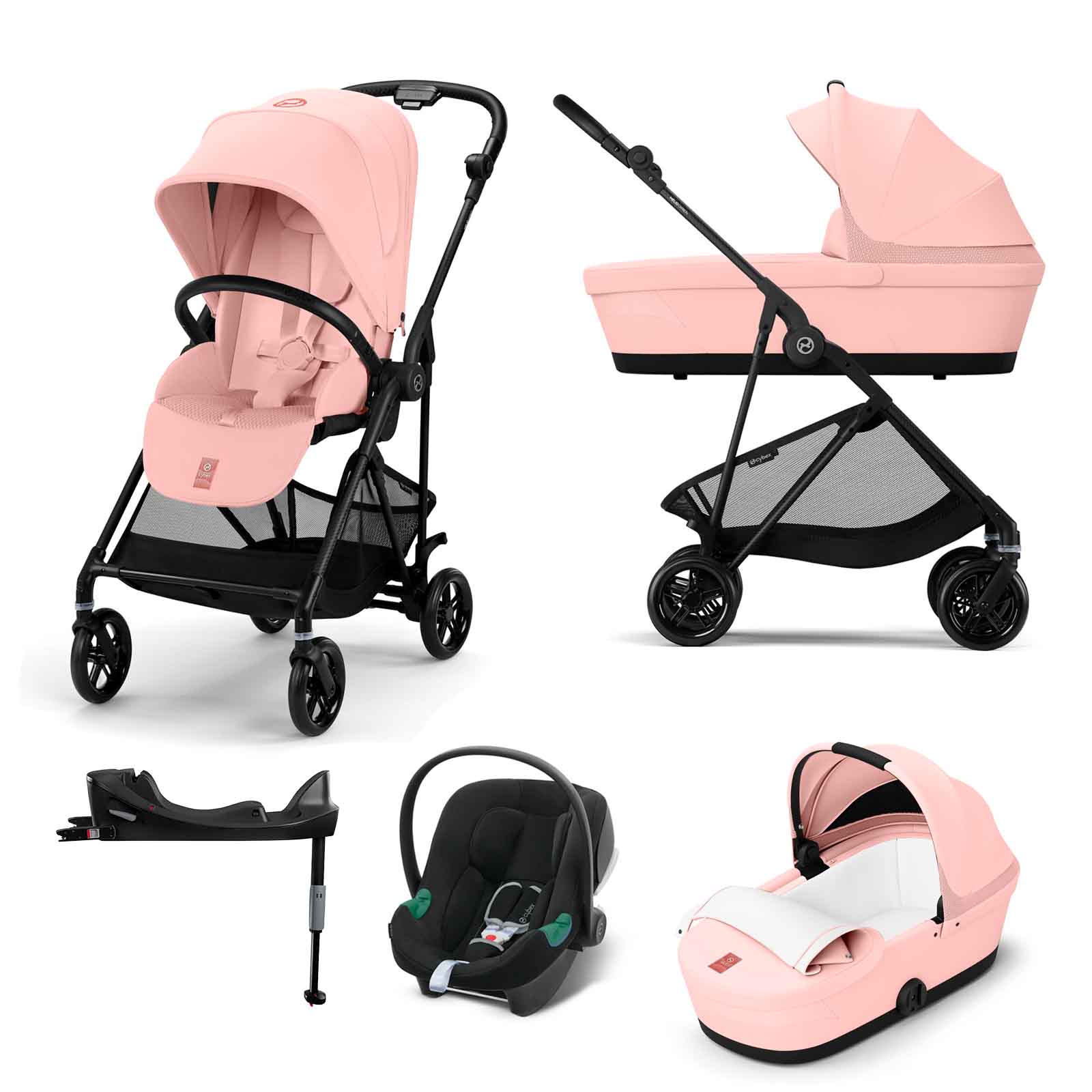 Melio Carbon 3 1 Travel System Aton B2 Car Seat & Base Candy