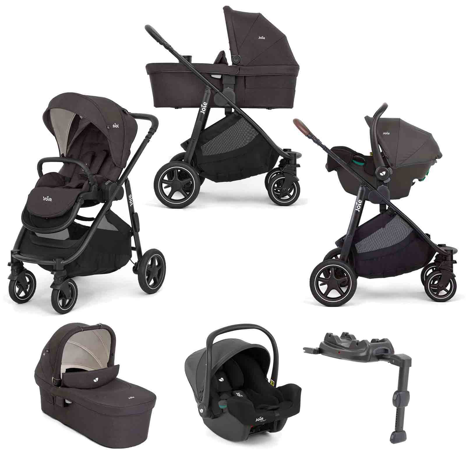 Joie Versatrax Travel System with Ramble XL Carrycot, i-Snug Car Seat &  i-Base LX2 - Shale