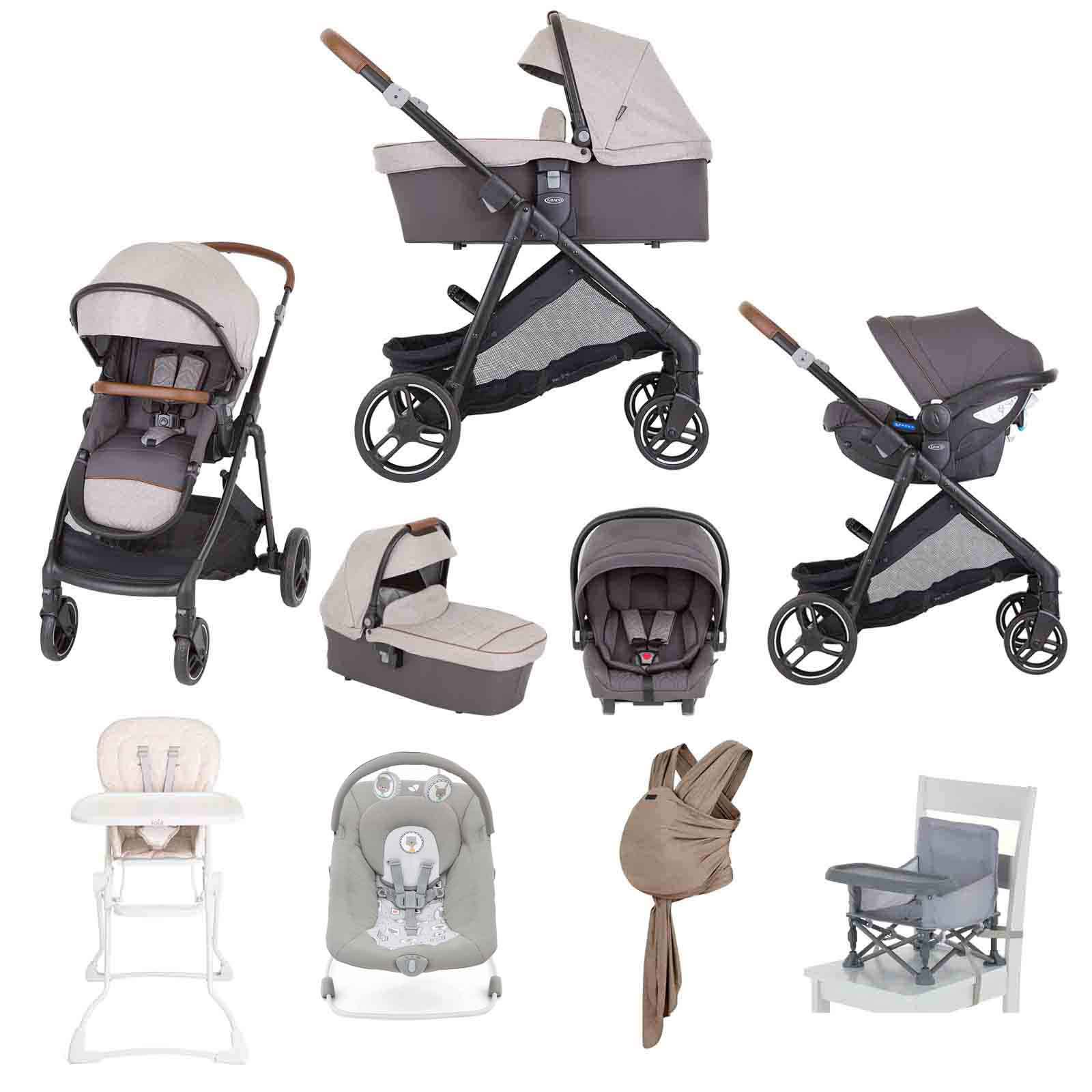 Near2Me Trio Travel System 7 Piece Bundle Heather