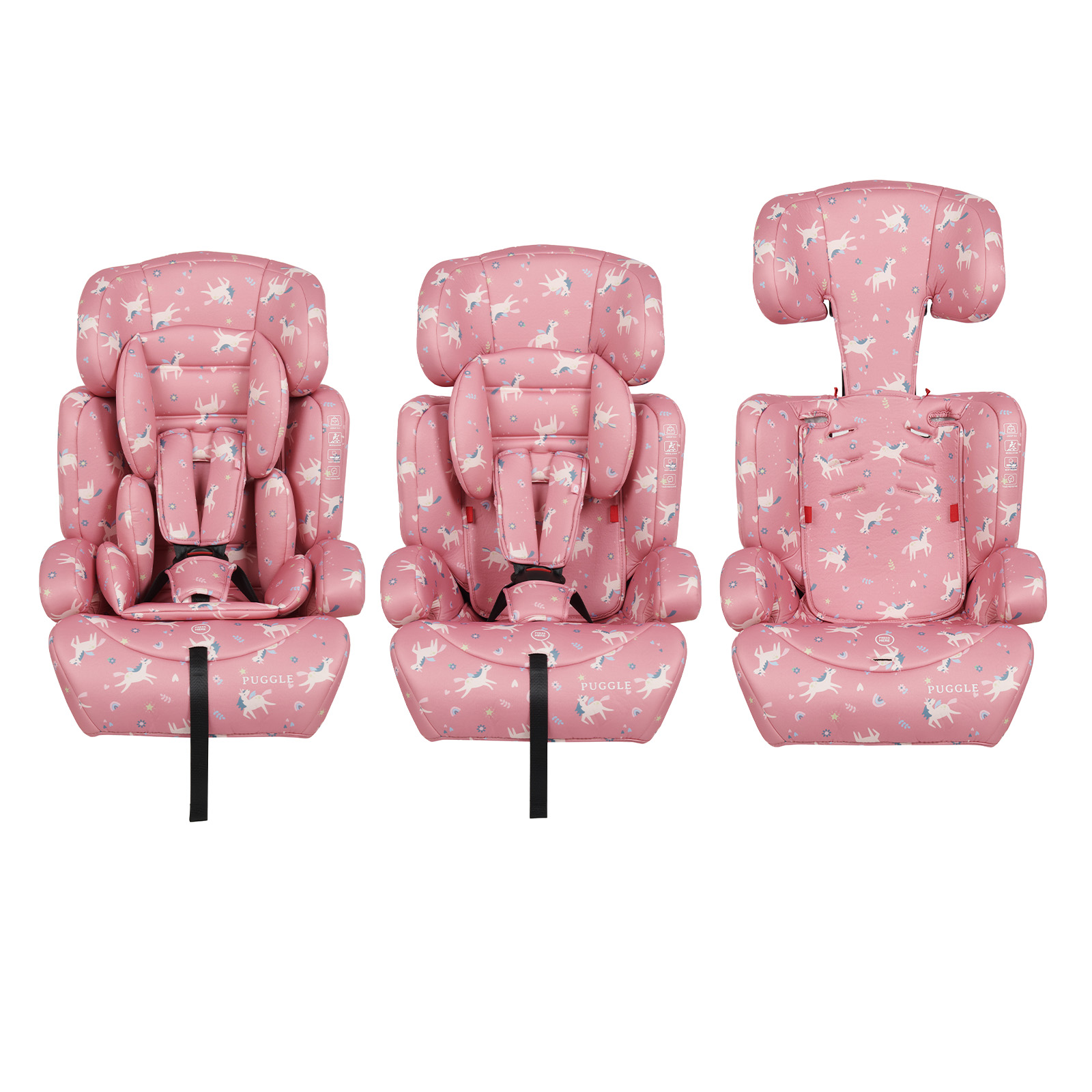 Puggle Maxi Gro Comfort Plus Group 1/2/3 Eco Car Seat Booster Seat - Unicorn (9 Months-12 Years)