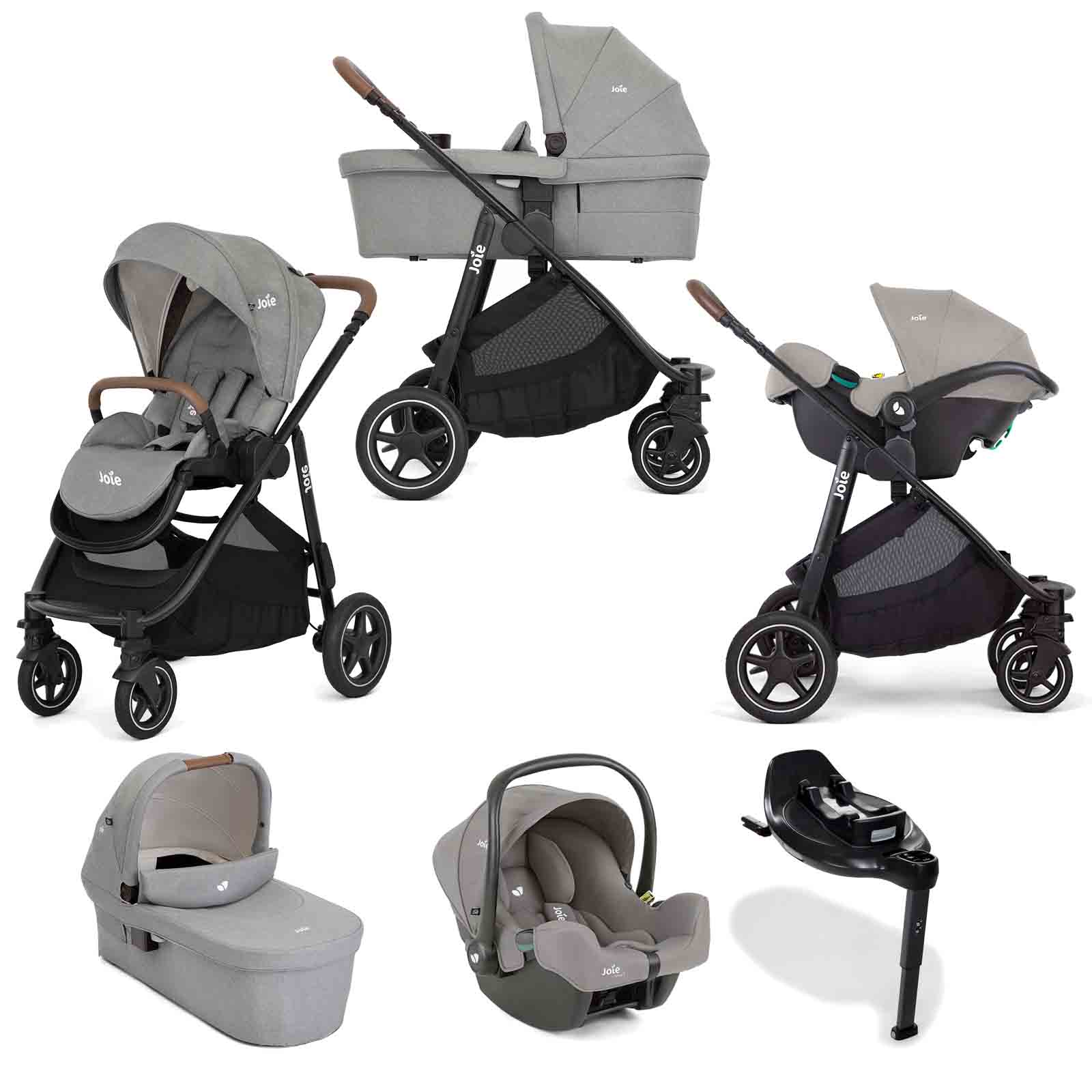 Joie Versatrax On the Go Bundle with Ramble XL Carrycot, i-Snug 2 Car Seat & i-Base Encore - Pebble