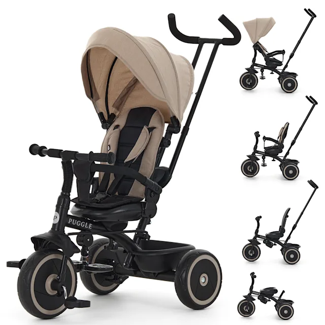 Puggle Easy Twist 6-in-1 Folding Trike with Parent Handle - Cashmere (9 Months - 5 Years)