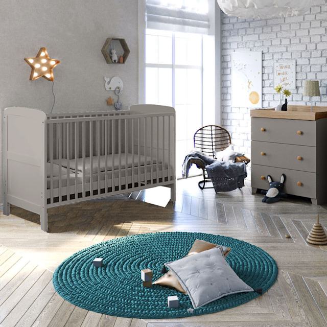 Grey sleigh cot bed with drawer best sale