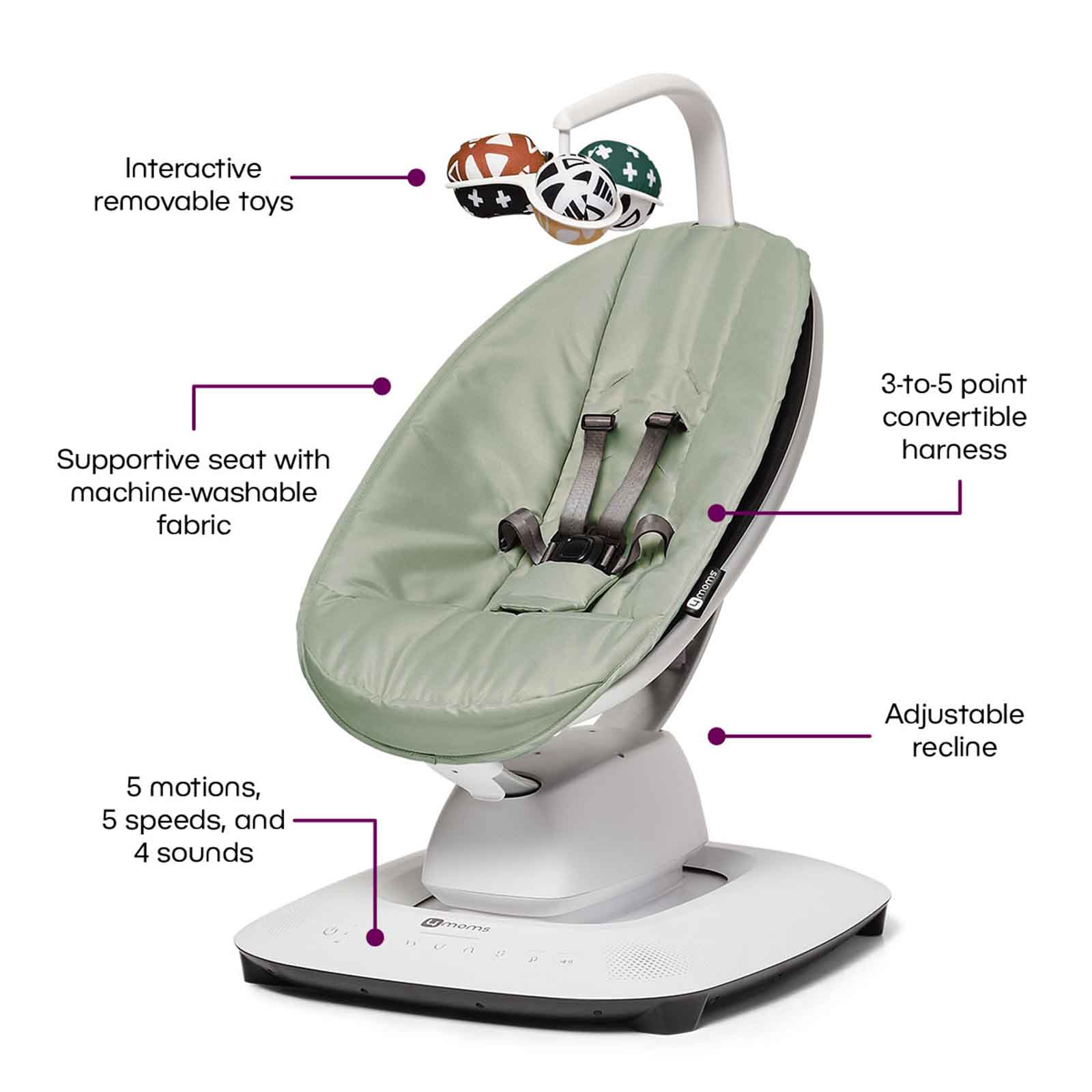 4Moms MamaRoo 5 Baby Swing Rocker – Sage | The Nursery Store