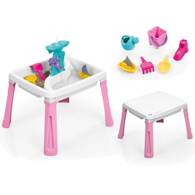 Dolu 3-in-1 Water & Sand Activity Table With 6 Accessories - Pink (2+ Years)