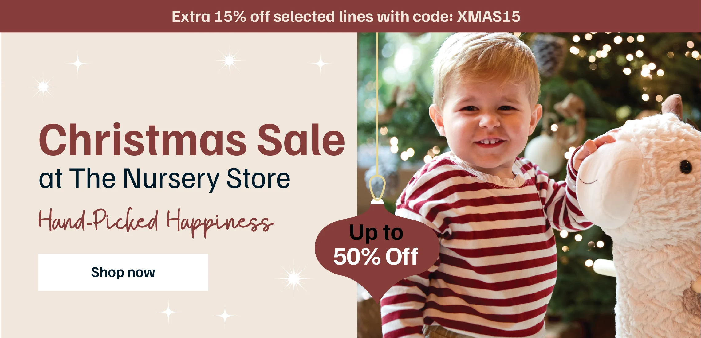 Up to 50% off plus extra 15% off selected lines with code XMAS15