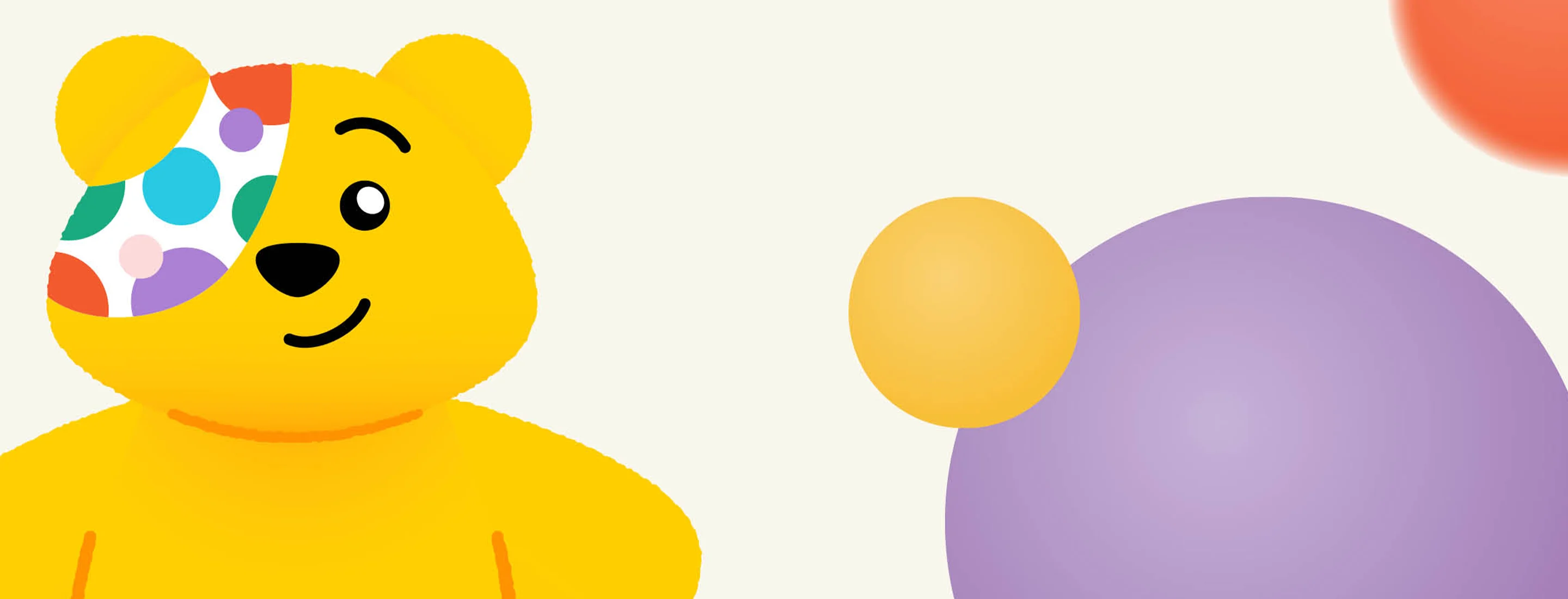 Modern era Pudsey Bear cartoon smiling