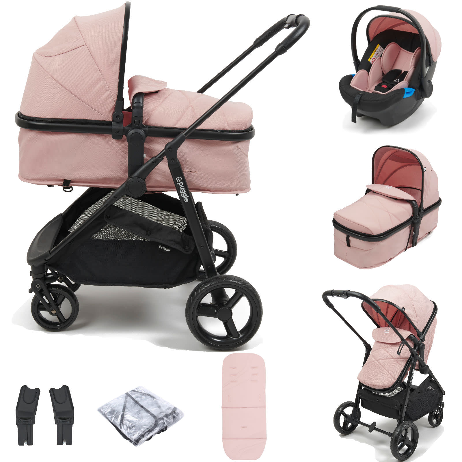 Puggle Monaco XT 2 in 1 Travel System Blush Pink