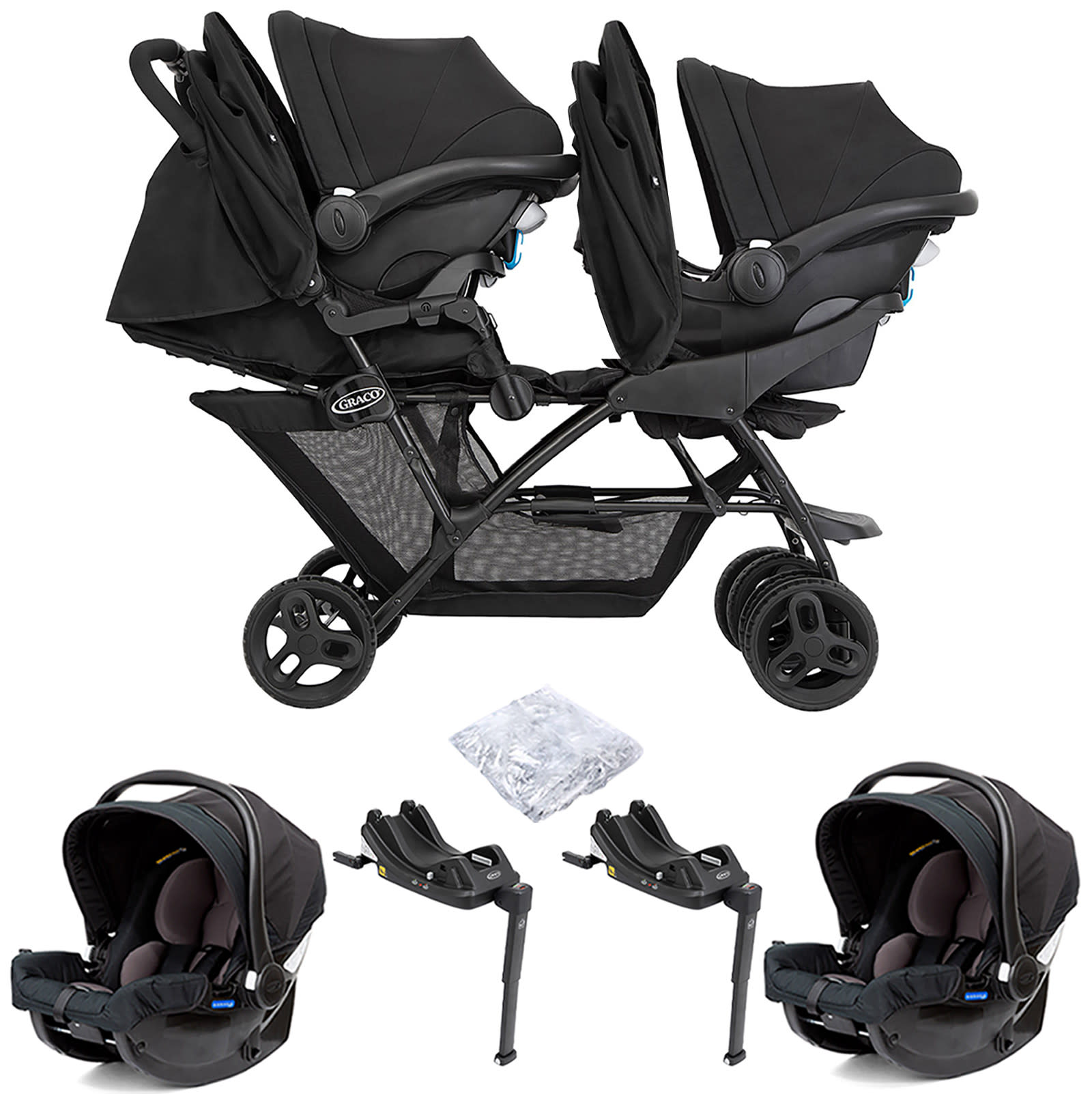 Graco Blaaze Stadium Duo Tandem Travel System 2 i Size Car Seats Bases 2 Piece Accessories Night Sky The Nursery Store