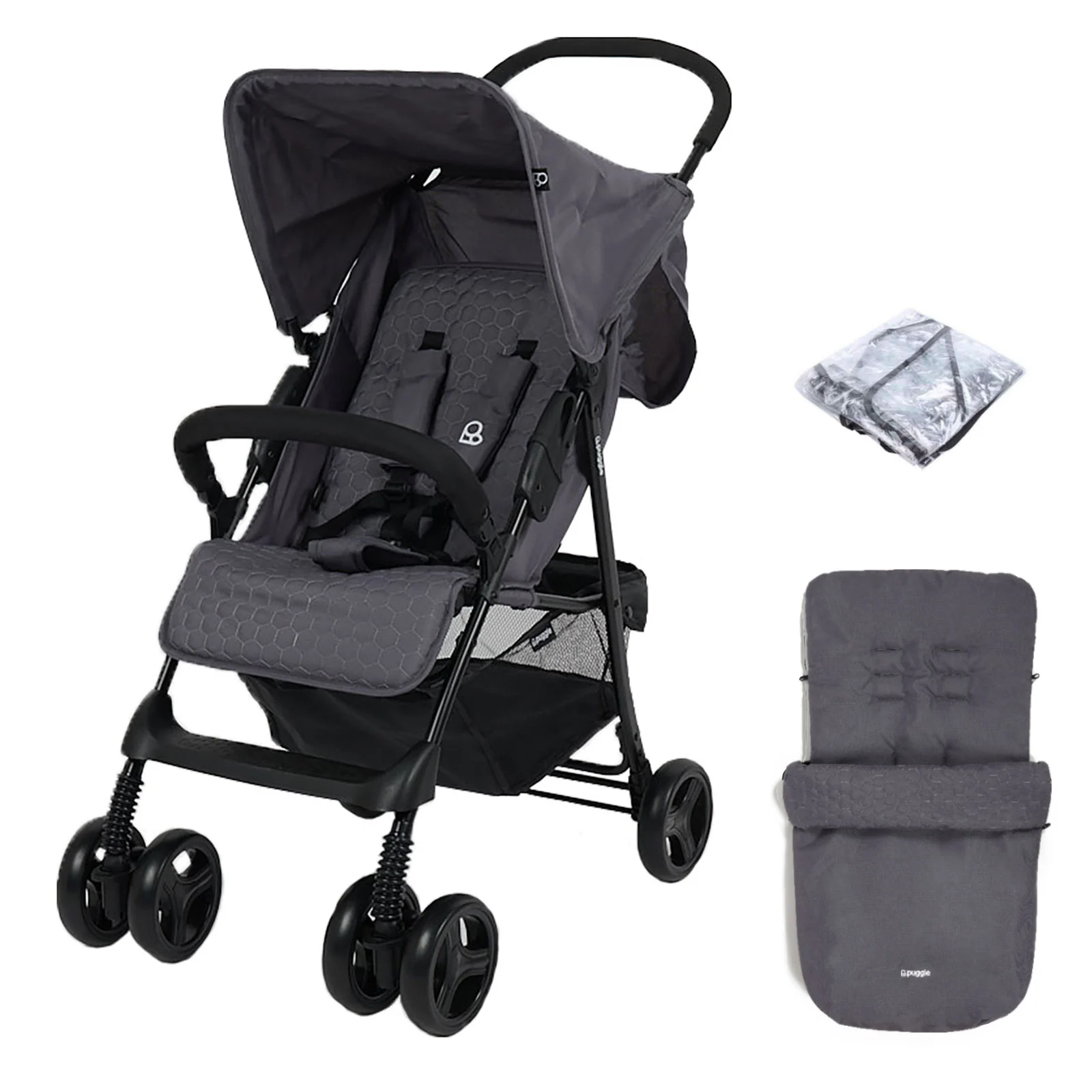 Puggle Holiday Luxe Pushchair with Rain Cover Universal Footmuff
