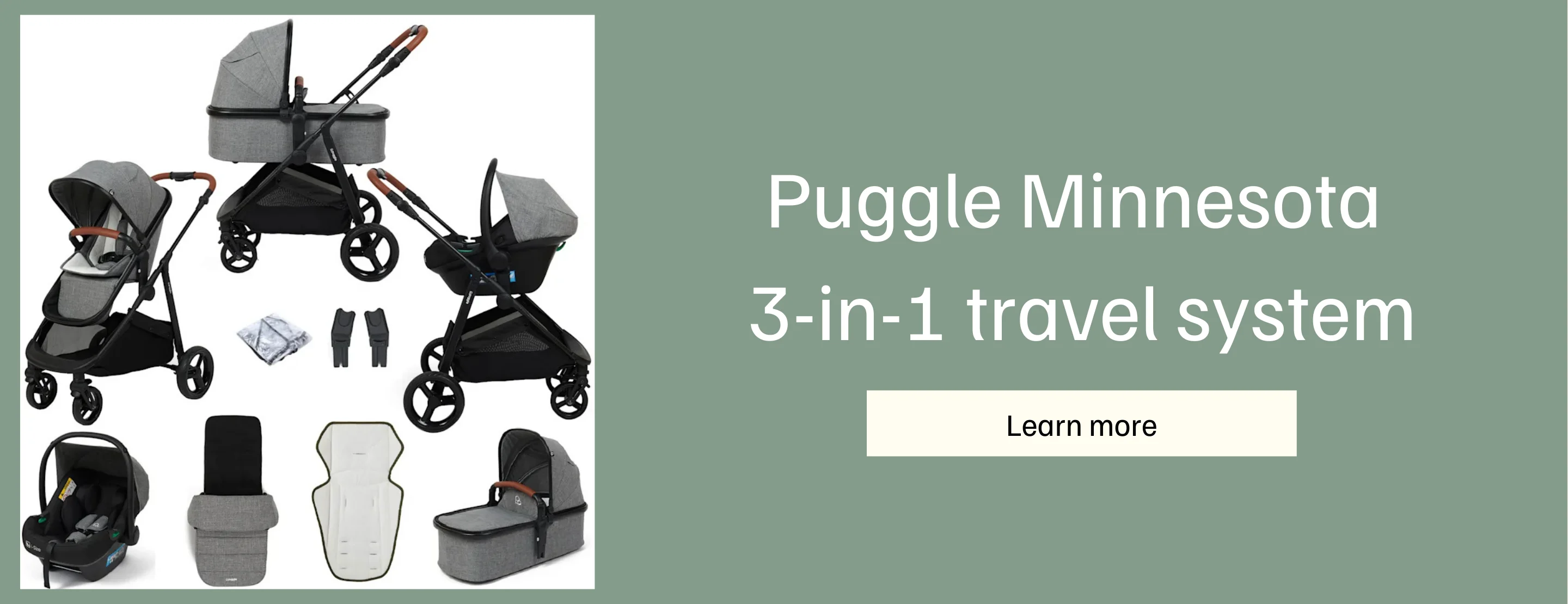 Puggle Minnesota 3-in-1 Travel System with adjustable handle
