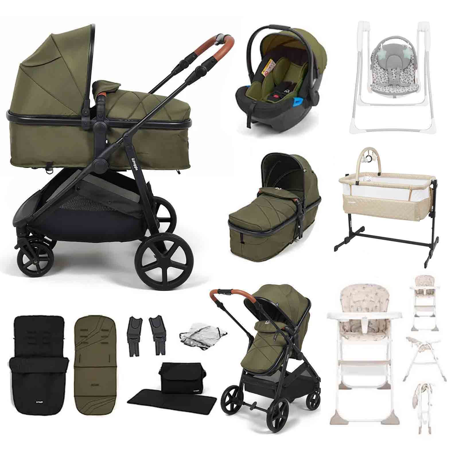 Monaco XT 2 1 Travel System Car Seat 12 Piece Bundle Forest Green