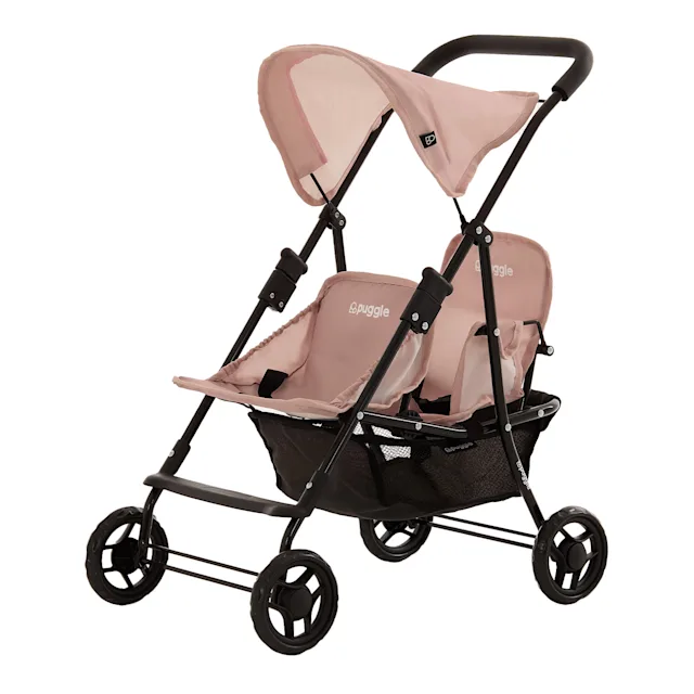 Puggle Twin Tandem Dolls Stroller - Blush Pink 