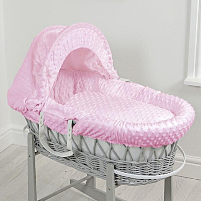 Fashion grey wicker moses basket and stand