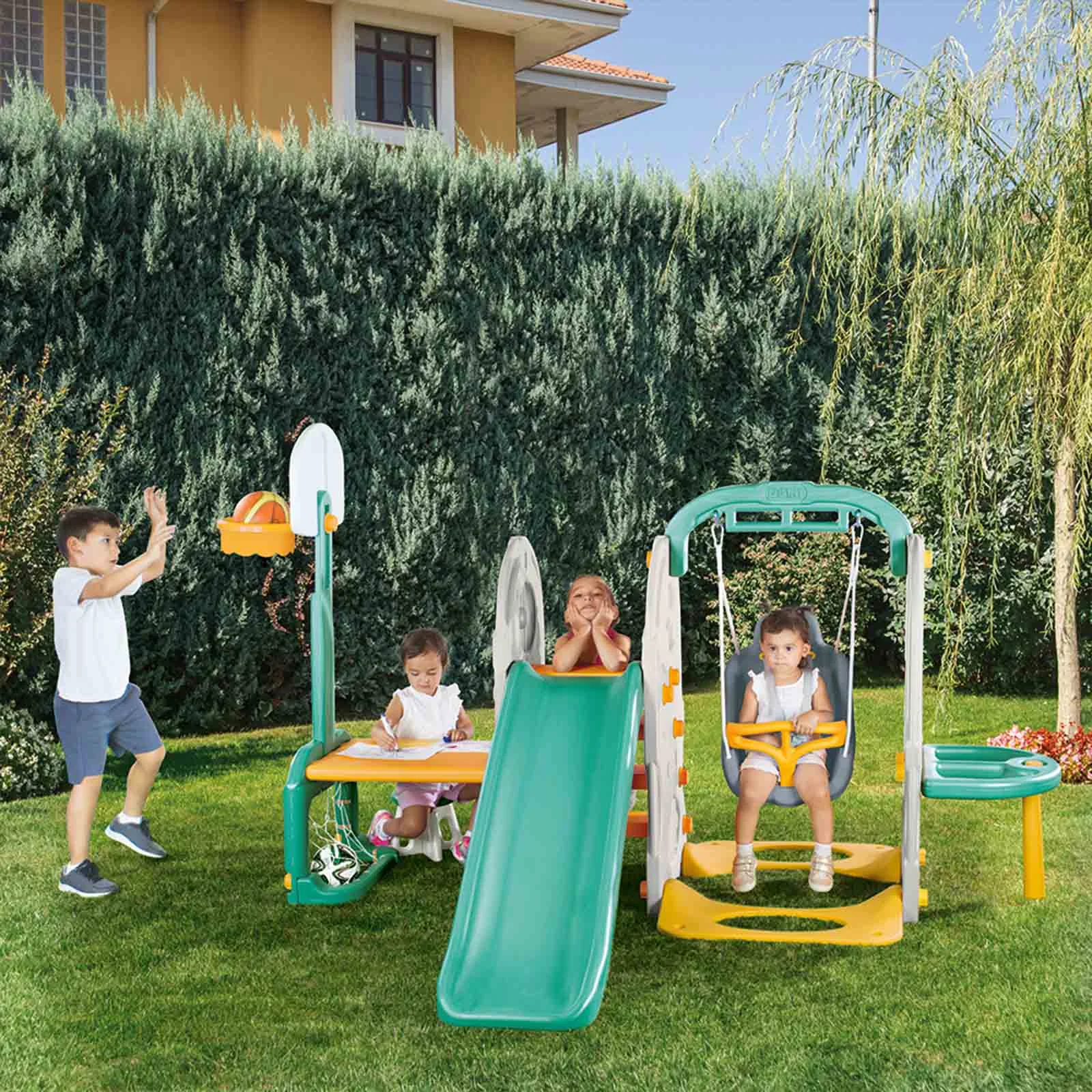 Outsunny In Wooden Swing Set With Slide, Baby Swing Seat