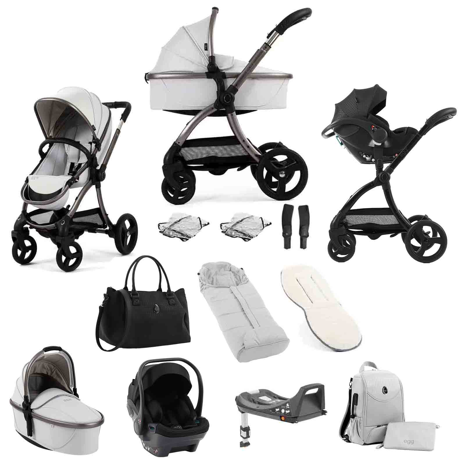 egg3 3 1 Luxury Travel System i Car Seat & ISOFIX Base 13 Piece Bundle Houndstooth
