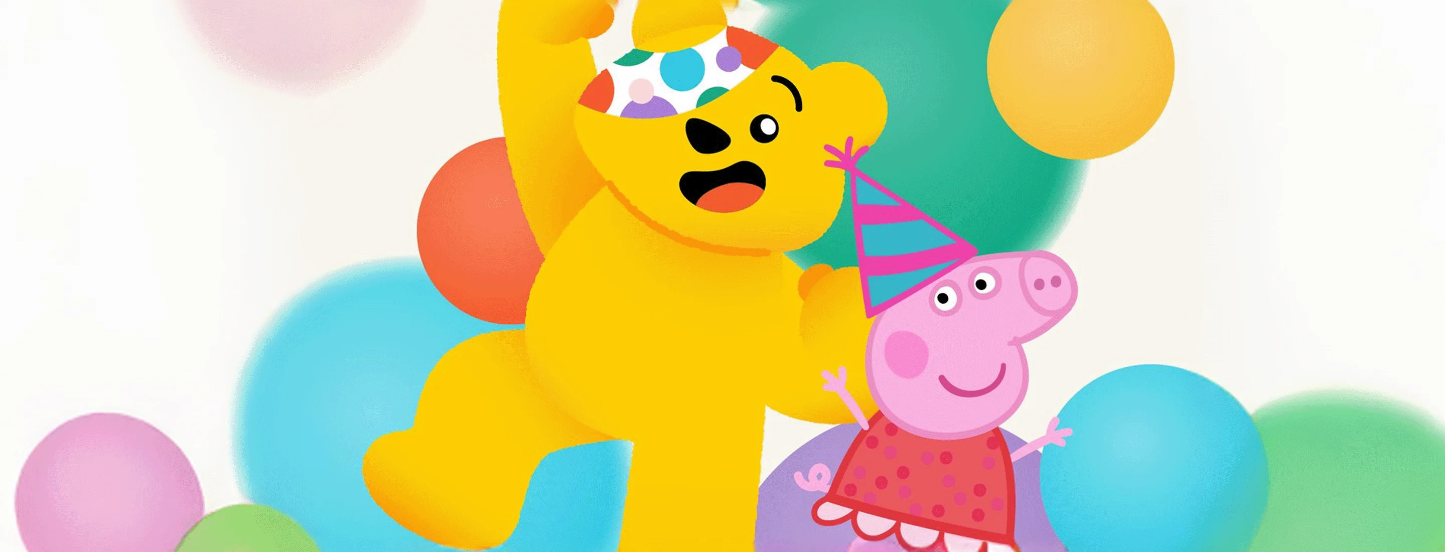 A cartoon of Pudsey bear with Peppa Pig