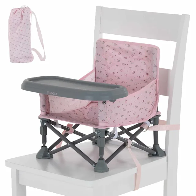 Puggle Easy Fold Travel Highchair Booster Seat -  Pink