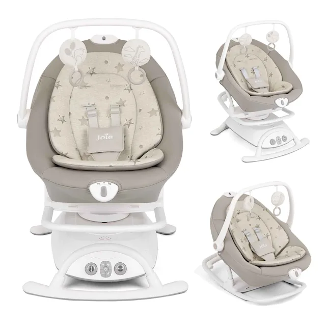 Joie Sansa 2-in-1 Bouncer/Rocker with 5 Lullabies, Vibration Settings & Recline – Cosmo Tan