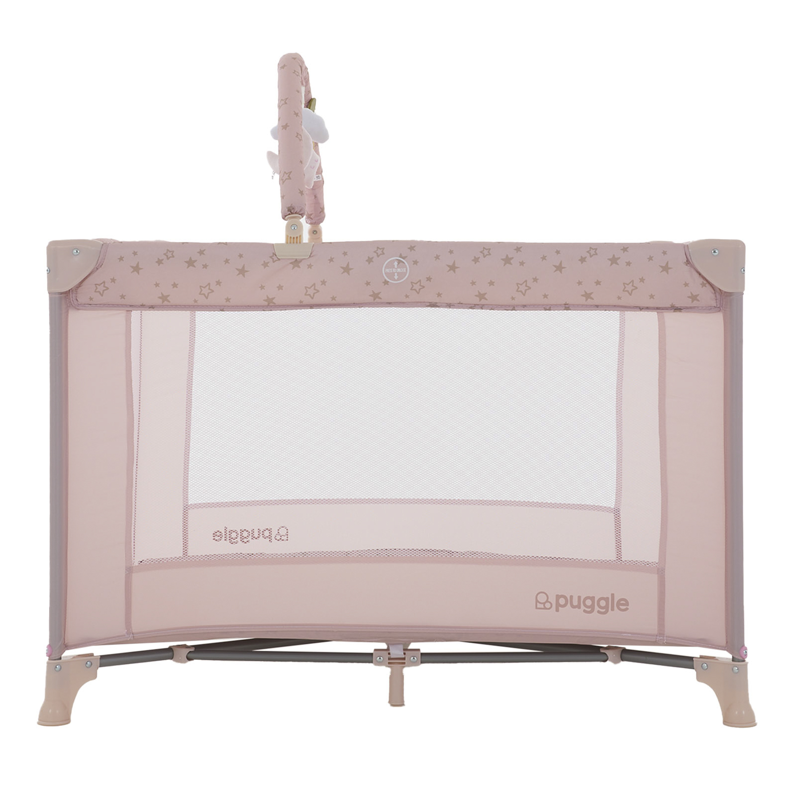 Pink Small Travel Crib Puggle Compact 2-In-1 Travel Cot Playpen