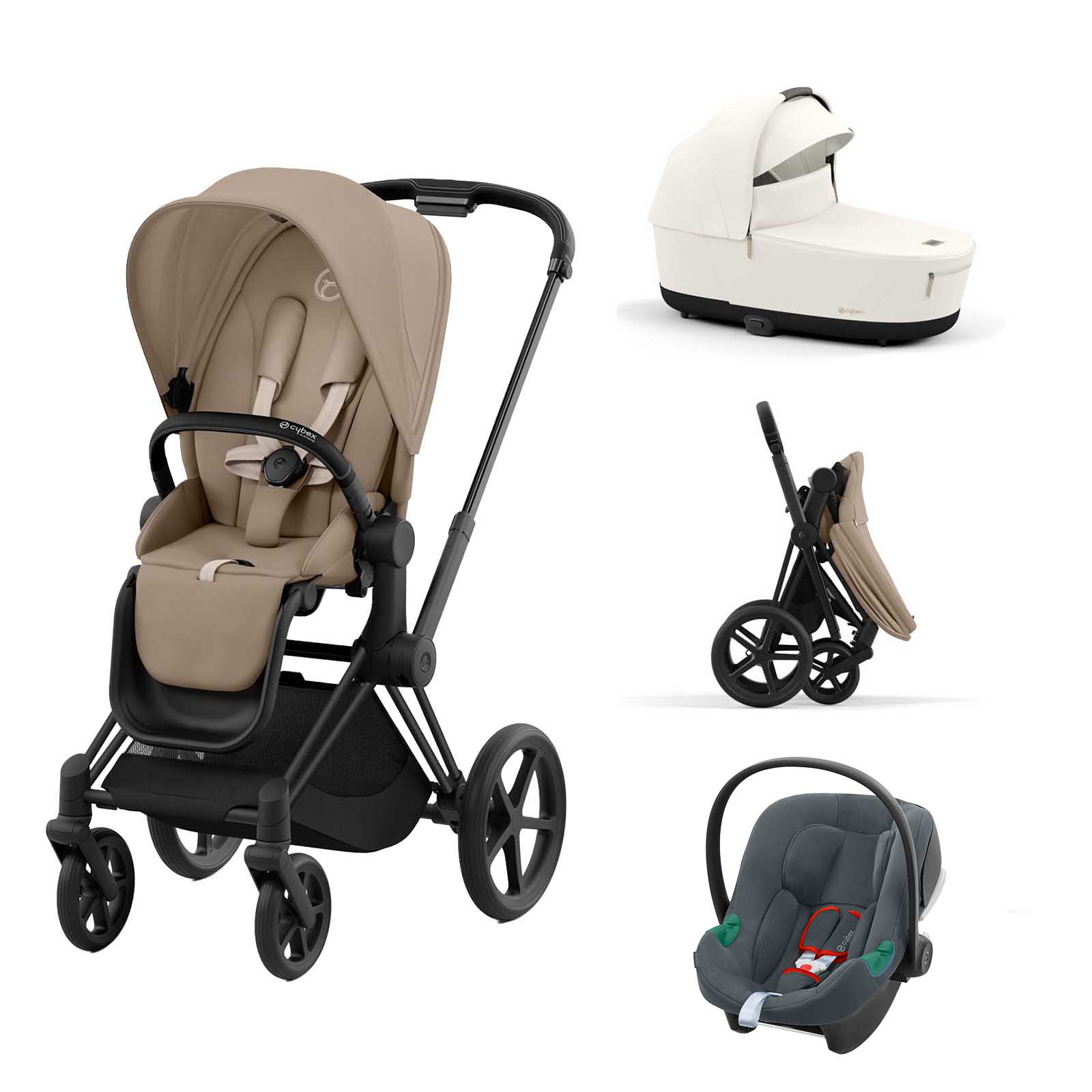 Priam Pushchair Carry Cot Aton B2 i Car Seat Black Cozy