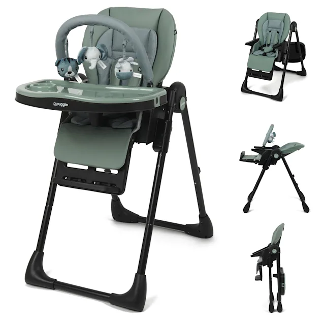 Puggle Foodie Eat & Play 9-in-1 Hi-Lo Highchair From Birth - Sage Green
