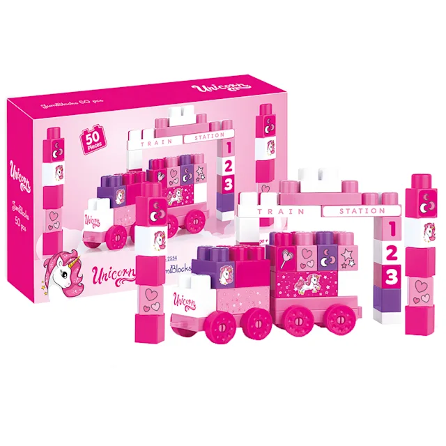 Dolu Unicorn Mega Blocks x 50 - Pink (2 - 6 Years)