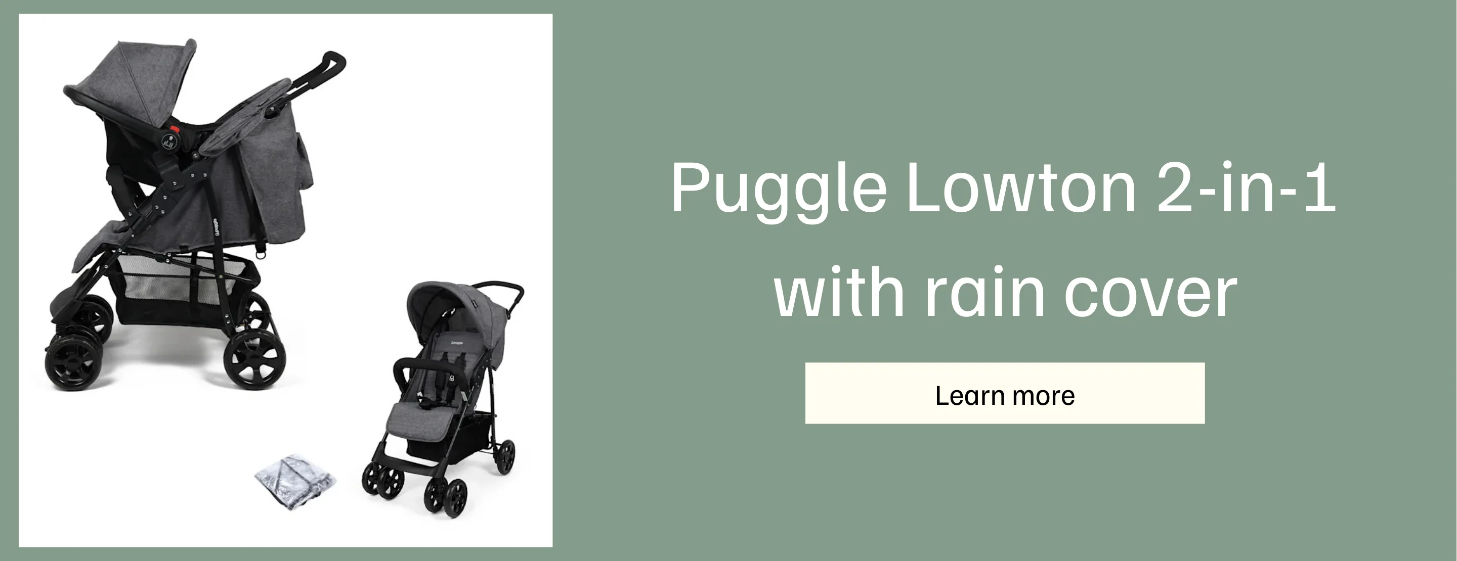 Puggle Lowton Luxe 2-in-1 Travel System with Rain Cover in Graphite Grey Colour