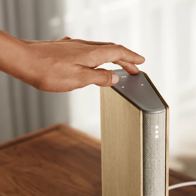 Close view of the touch interface of Beosound Emerge, for playing favourite radio stations or music streaming platforms.