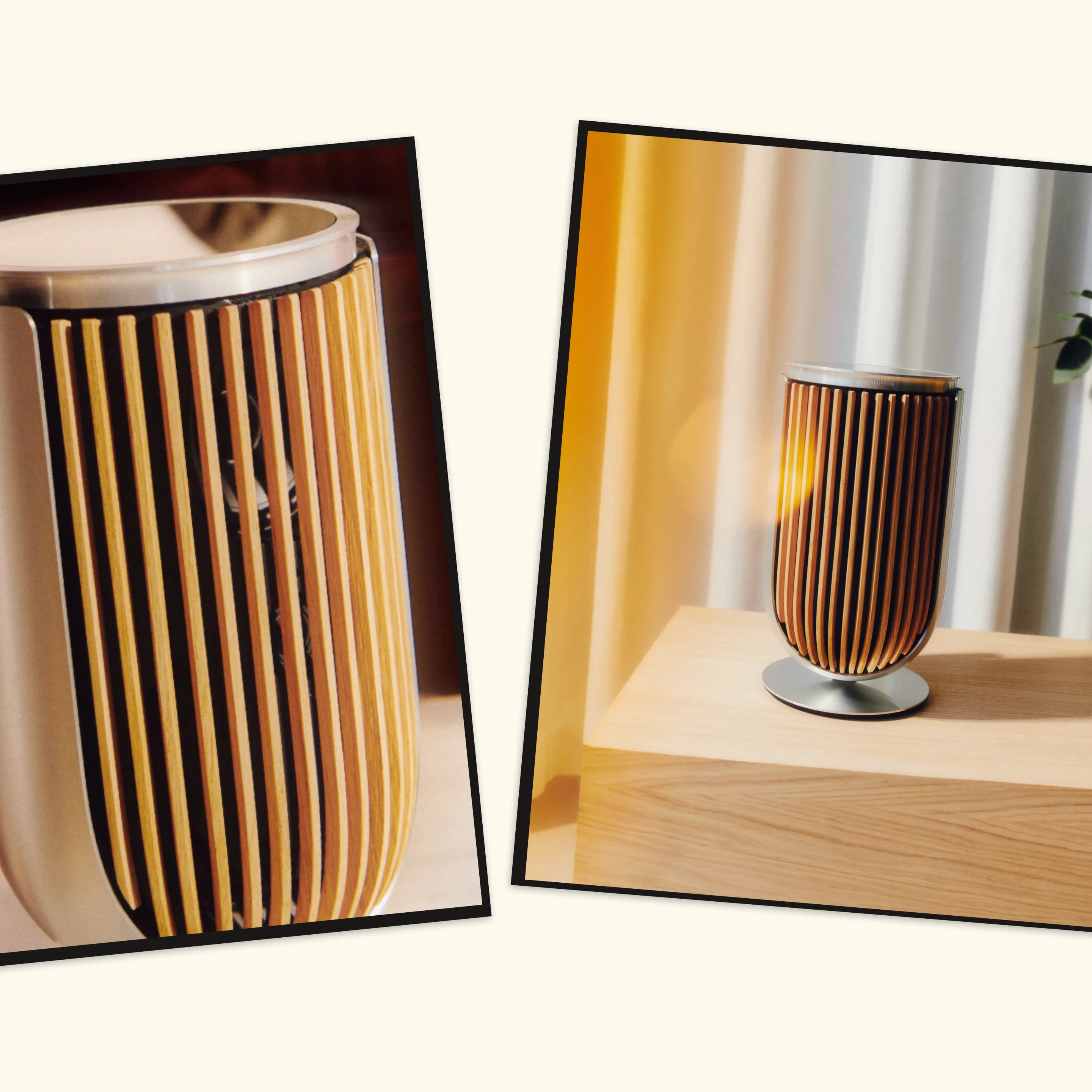 Two pictures of Beolab 8, one zoomed in, and one zoomed out