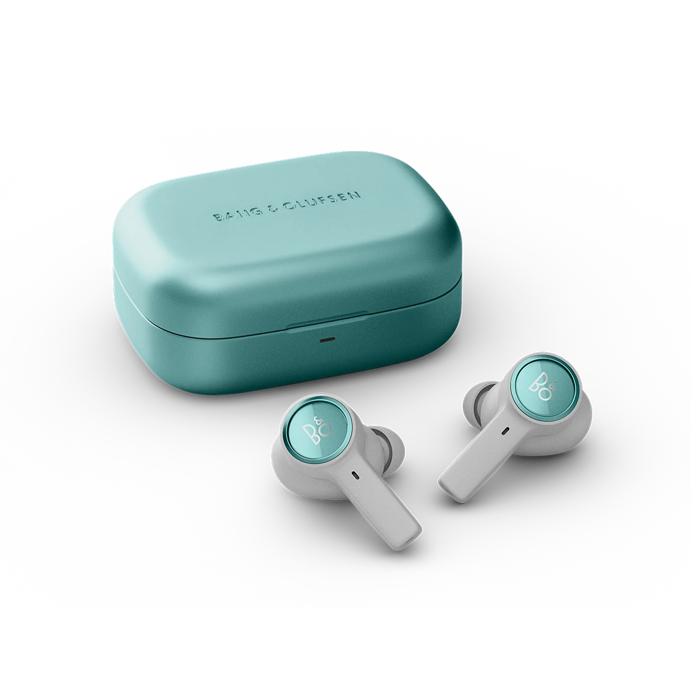 Closed case with earbuds on the side