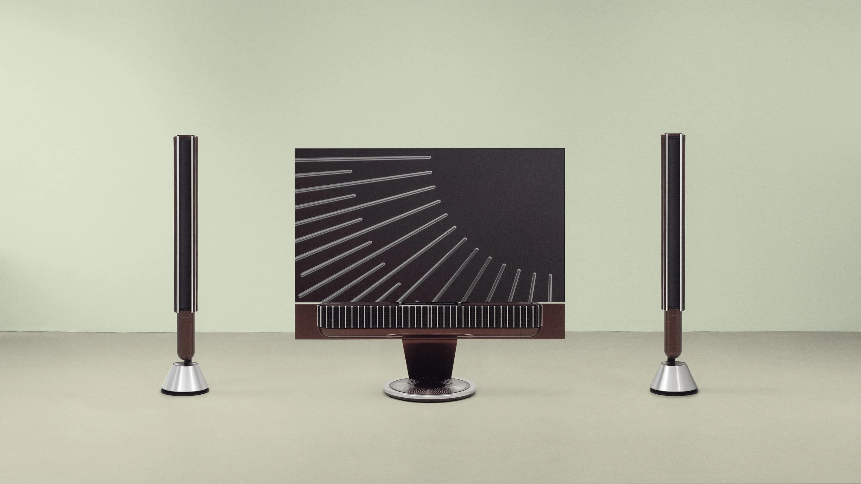 Detail shot of Art Deco Atelier Limited Edition Beolab 28 speaker with Beovision Theatre