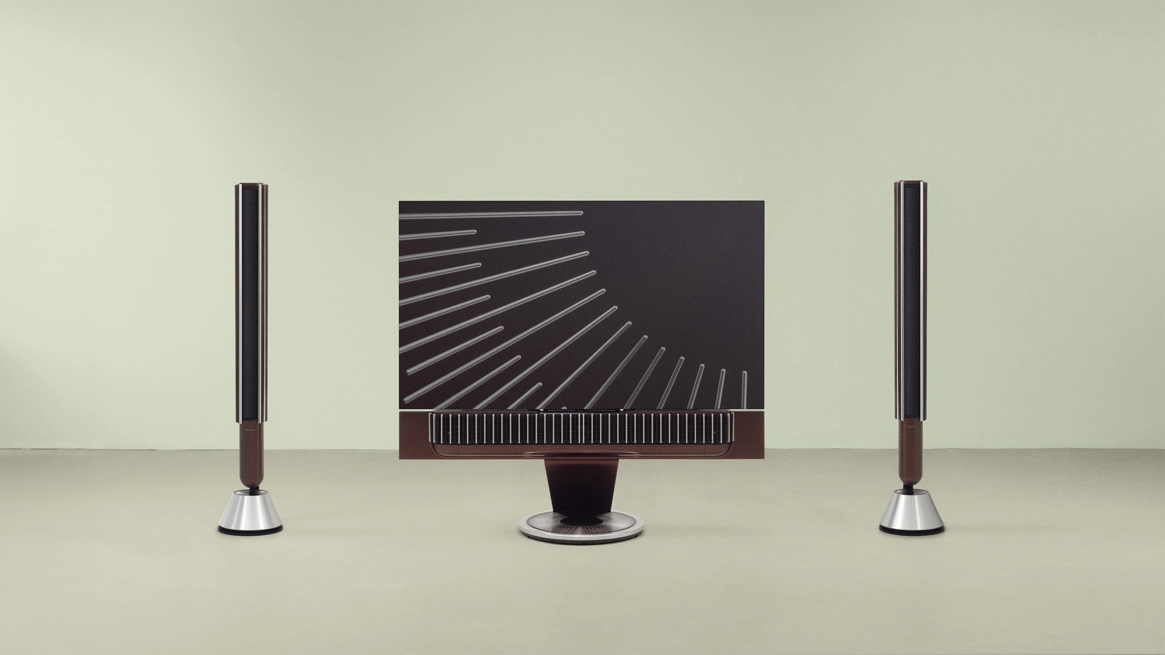 Detail shot of Art Deco Atelier Limited Edition Beolab 28 speaker with Beovision Theatre