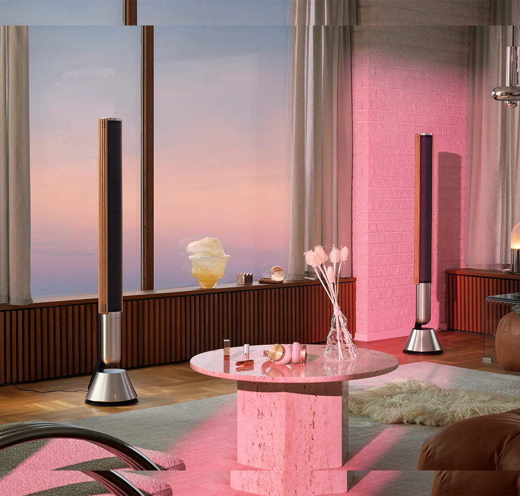 Pair of Beolab 28 and a Beovision Harmony tv in a living room