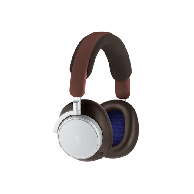Brown and silver h100 headphones