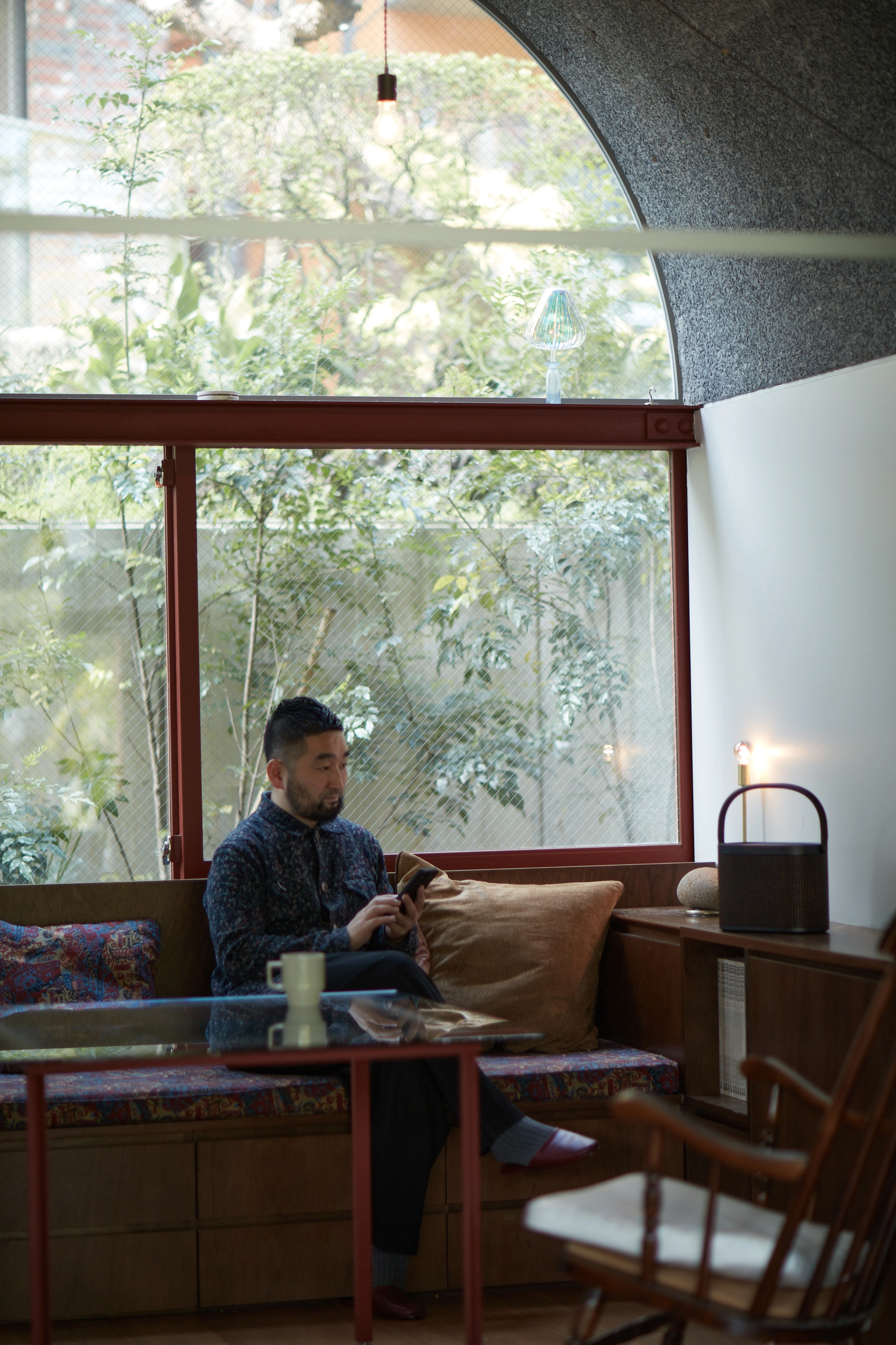 Takeda in his studio with Beosound A5
