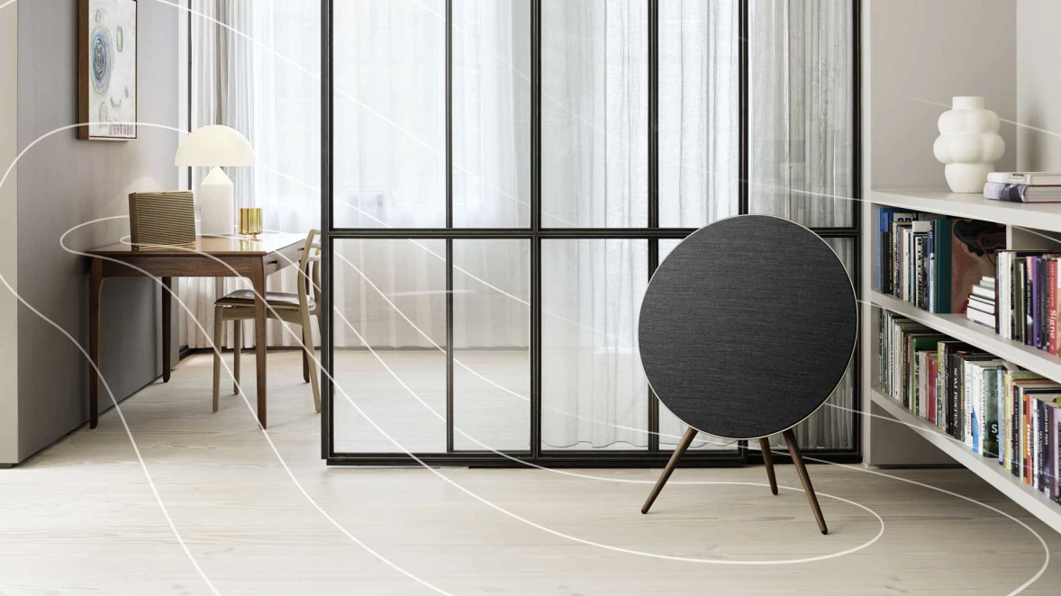 Beoplay A9 and Beosound Level speakers playing music while connected to each other