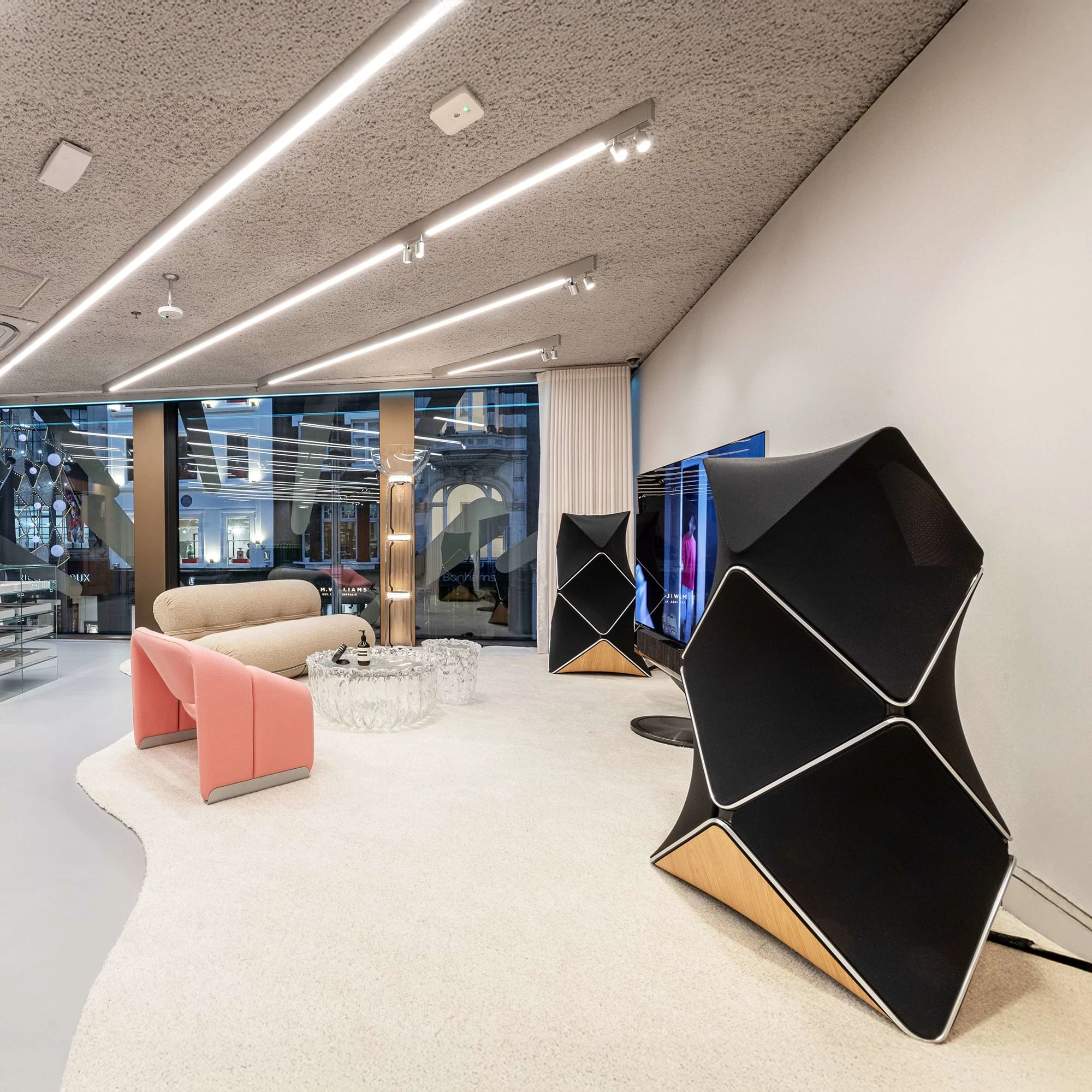 Beolab 90 and Beovision Theatre displayed in a store