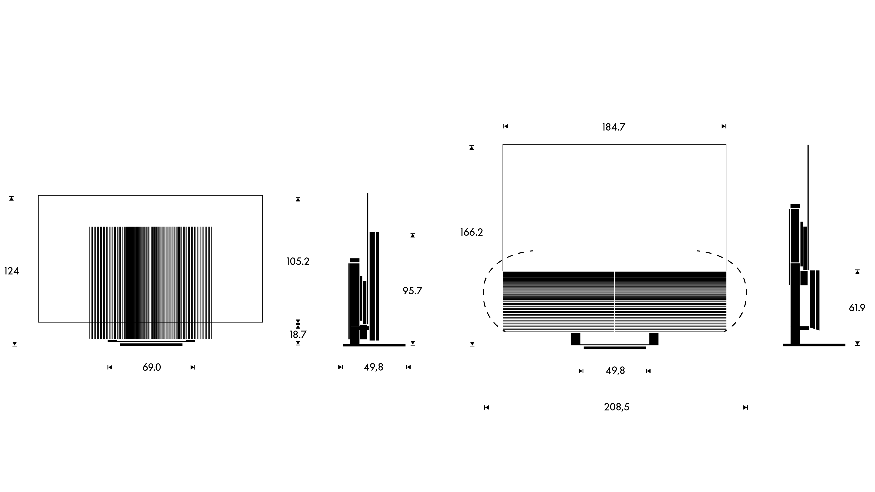 Beovision Harmony 83 dimension drawings motorised floor standing